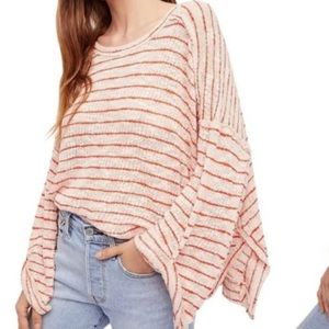 free people ‘we the free’ • pink / red island girl hacci knit top